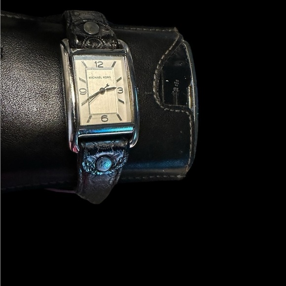 Michael Kors Tank Watch - Unisex.  Grey leather band. - Picture 6 of 6